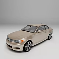 Beige Sporty Sedan Front View With Modern Grille And Headlights Design