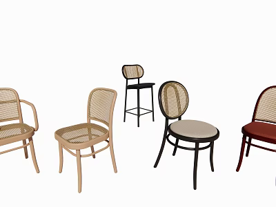 Stylish Accent Chairs with Rattan Weave Various Styles and Modern Designs 3d model