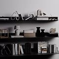 Modern Shelf Display With Decorative Inflatable Models Books And Ornaments 3d model