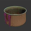 Rustic Copper Container With Turquoise Rim And Metal Handles For Daily Use