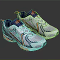 White Blue And Orange Sports Shoes With Mesh Upper And Brand Logo