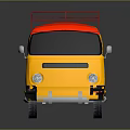 Vintage Yellow Bus With Red Roof And Metal Rack
