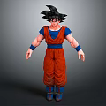 Anime Character Goku 3D Model With Orange Martial Arts Uniform And Spiky Black Hair