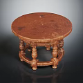 Vintage Wooden Round Small Table Featuring Ornate Carved Legs And Classic Design