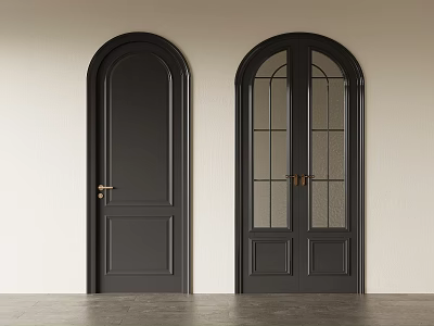 French retro style single door interior door arc door 3d model