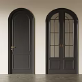 Modern Black Hinged Doors Single and Double with Glass Panels Golden Handles Design