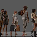 Diverse Group of People Standing Together in Casual and Formal Attire With Shopping Bags