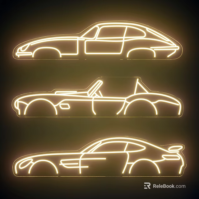 Creative Outdoor LED Neon Car Outline Lights for Decorative Wall Decoration 3d model 