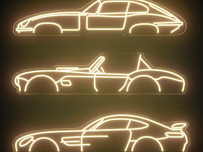 Creative Outdoor LED Neon Car Outline Lights for Decorative Wall Decoration 3d model