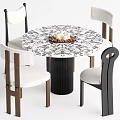 Middle style dining table and chair combination 3d model