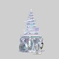 Shiny Spiral Christmas Tree Decoration With Merry Christmas Text And Snowflake Designs