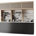 Modern Café Interior Design With Wooden Cabinets Marble Countertop Coffee Equipment And Glassware