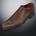 Men's Brown Woven Leather Formal Lace up Pointed Toe Dress Shoes Style