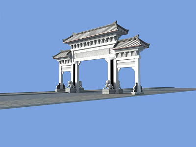 Traditional Chinese Stone Archway With Classic Design Multi Tiered Roof And Ornate Carvings 3d model