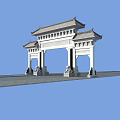 Traditional Chinese Stone Archway With Classic Design Multi Tiered Roof And Ornate Carvings