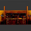 Round Bar Interior Design With Red Countertop Wood Shelves Wine Bottles And Bar Stools