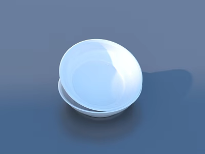 Two White Stacked Bowls As Practical Household Items For Daily Use 3d model