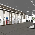 Government Service Hall Interior Featuring Self Service Kiosks Counters And Marble Floor