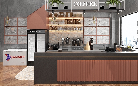 Modern coffee shop milk tea shop bar cashier 3d model