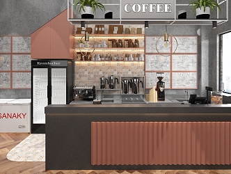 Modern coffee shop milk tea shop bar cashier 3d model