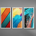 Colorful Feather Art Prints With White Frames For Modern Wall Decor 3d model