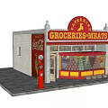Traditional Grocery Store Exterior Featuring Coca Cola Sign Red Dispenser And Window Product Displays