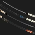 Samurai Swords In Various Styles Featuring Decorative Handles Sheaths And Sharp Blades 3d model