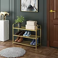 Modern Golden Multi Tiered Shoe Rack For Shoes Storage With Decorative Plant