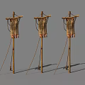 Three Fabric Banners On Wooden Tripod Stands With Tassel Details