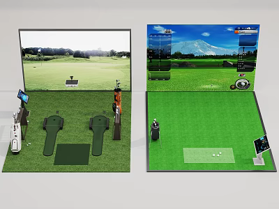 Indoor Golf Simulator With Large Screen Virtual Course And Practice Area 3d model