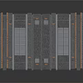 Gray Railway Track Scene Component With Blue Panels And Orange Stripes