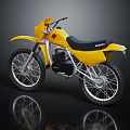 Yellow Suzuki Off Road Motorcycle With Black Seat And Reflective Surface
