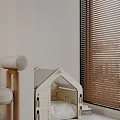 Modern Living and Dining Room Interior With Sofa Coffee Table TV Potted Plant And Window