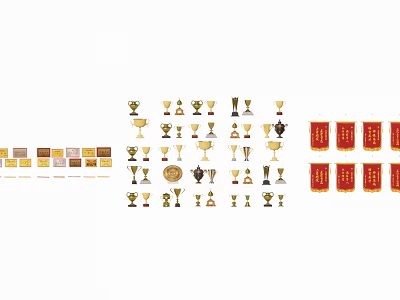 Modern Trophy Medal Trophy pennant 3d model