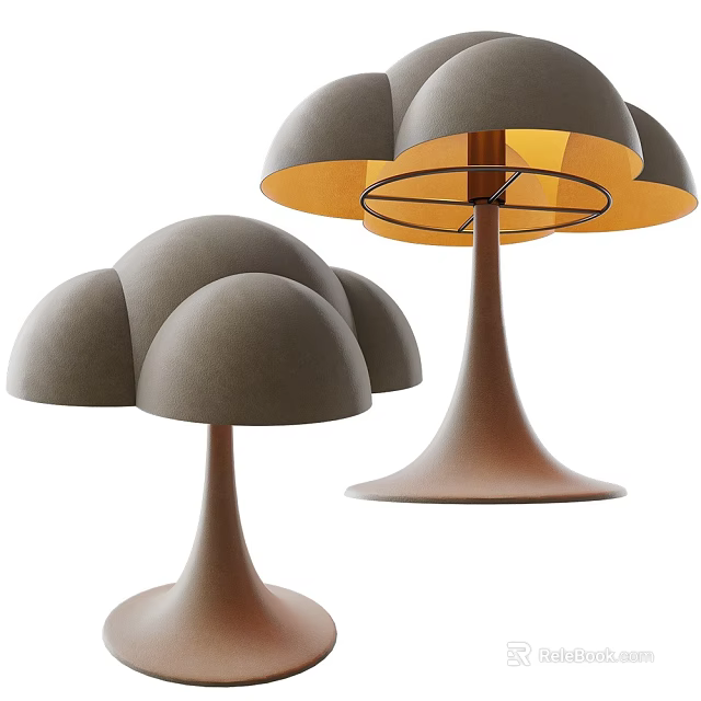 Unique Modern Table Lamps With Cloud Inspired Gray Shades And Brown Base 3d model
