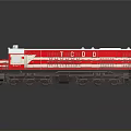 Red And White Train Model With Sleek Design And Reflective Surface On Gray Background 3d model