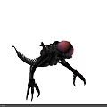 Black Monster With Red Glowing Orb Head Long Limbs Sharp Claws And Red Tipped Tail 3d model