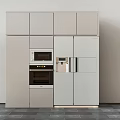 Modern Kitchen Cabinetry Design With Built in Microwave Oven And Refrigerator 3d model