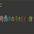 Collection of Animal Wood Carvings Arranged on Gray Background with Reflections