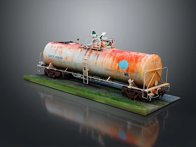 Rusty Weapon Model With Green Base Wheels And Detailed Top Equipment 3d model