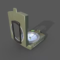 Military Weapon Equipment Green Open Compass With Dial And Button Features 3d model