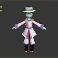 The Man In White And Blue Uniform With Hat Standing Open Arms 3D Cartoon Character