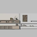 Elegant Luxury Kitchen Background Wall With Decorative Shelves And Wooden Panels