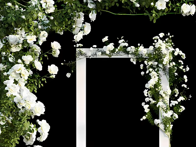 Lush Vines With White Flowers And Green Leaves Decorating White Archway 3d model