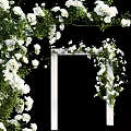 Lush Vines With White Flowers And Green Leaves Decorating White Archway