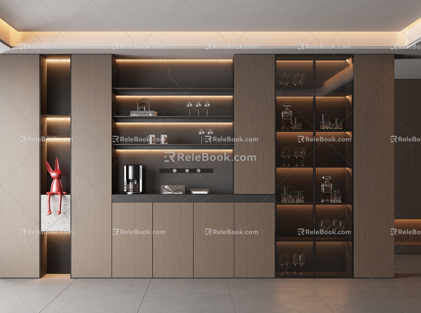 Italian Sideboard Glass Wine Cabinet Wine Cabinet Finished Sideboard Italian Light Luxury Sideboard 3d model