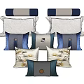 Stylish Decorative Throw Pillows With Blue Gray Beige Patterns And Tassel Details