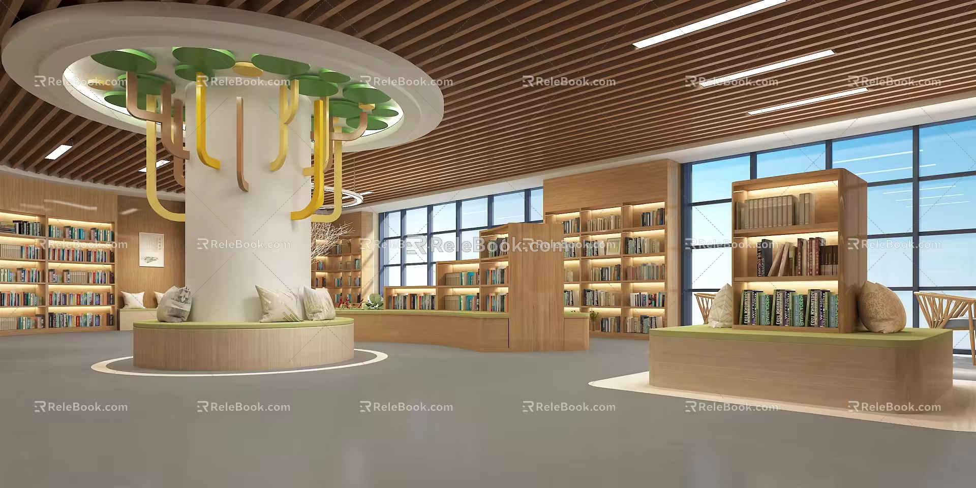 modern library 3d model