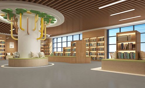 modern library 3d model