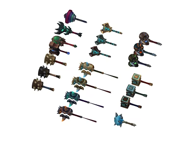 Q version cartoon weapon hammer 3d model